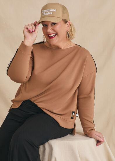 Plus Size Natural Adessa Stripe Detail Top