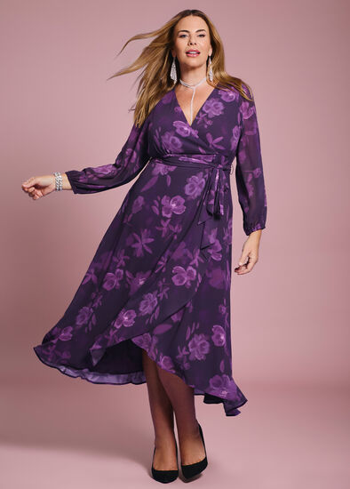 Plus Size Amelie Pansy Chiffon Cocktail Dress