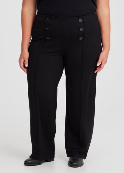 Plus Size Petite Ponte Wide Leg Pintuck Pant