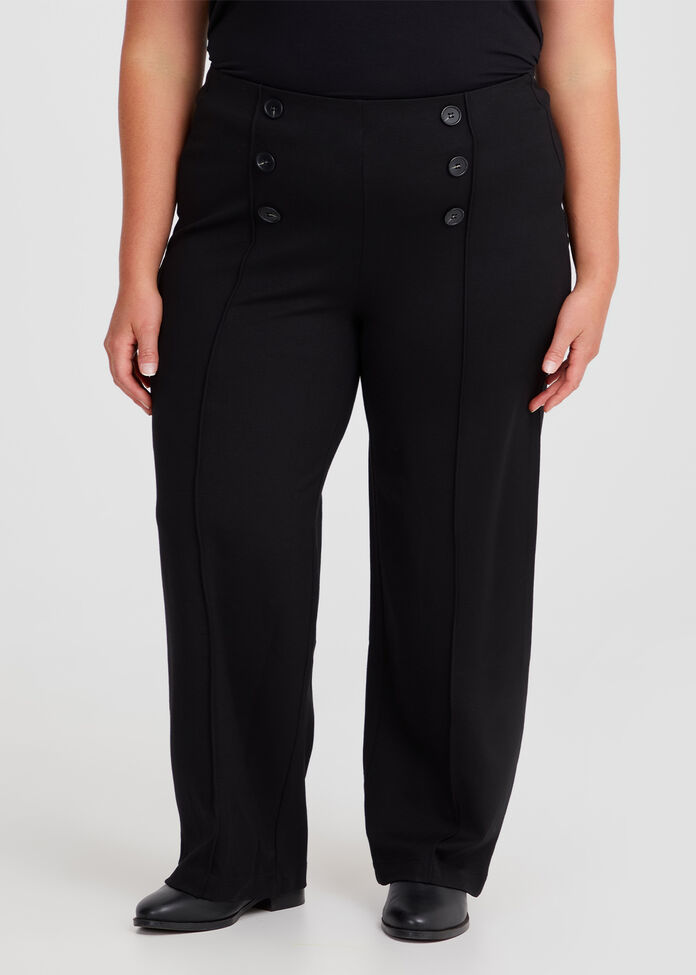 Petite Ponte Wide Leg Pintuck Pant, , hi-res