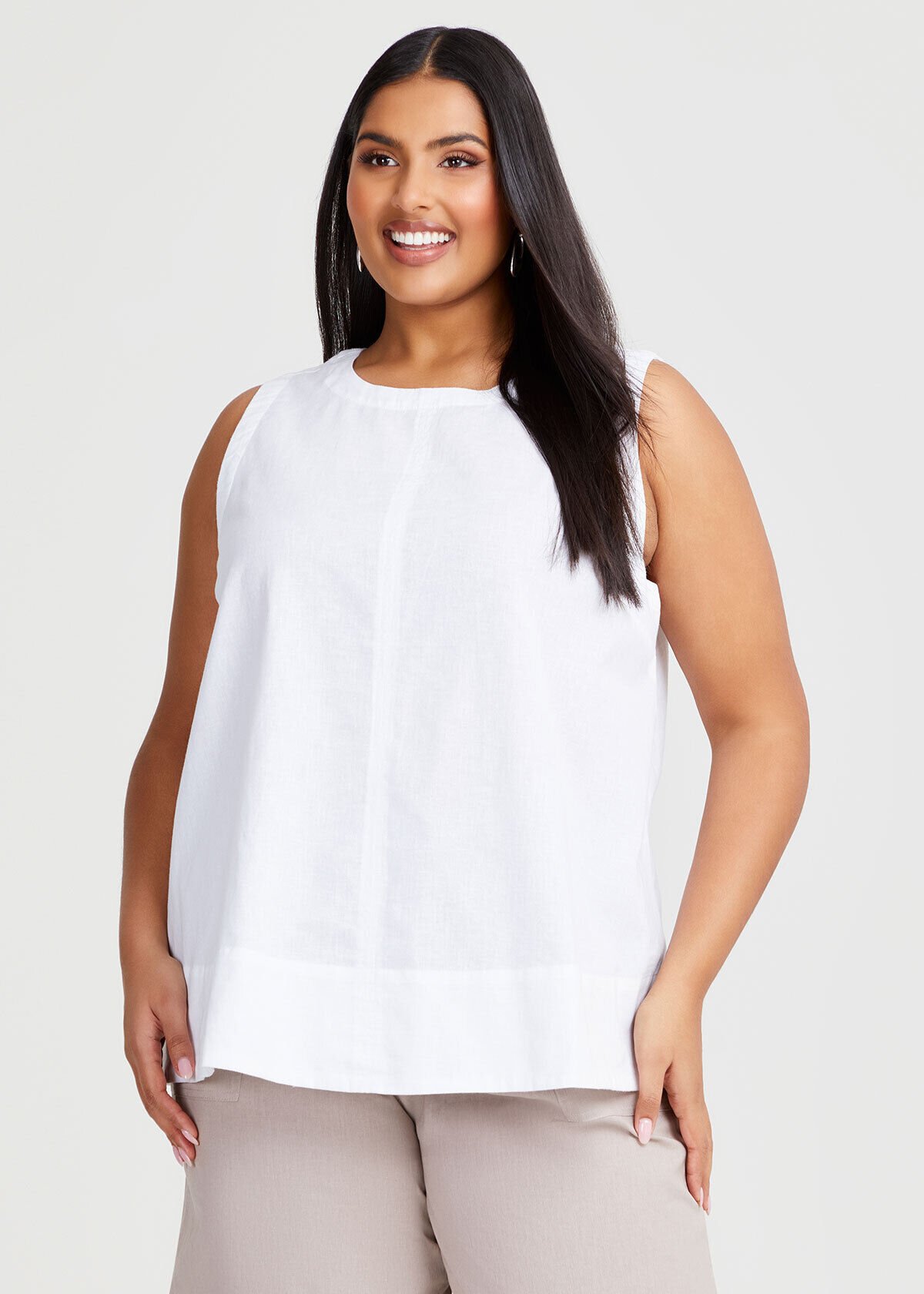 White sleeveless top plus size discount