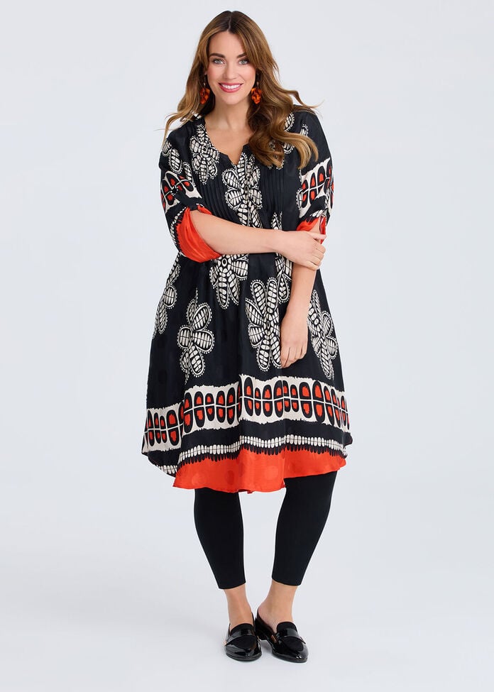 Revival Border Natural Swing Dress, , hi-res