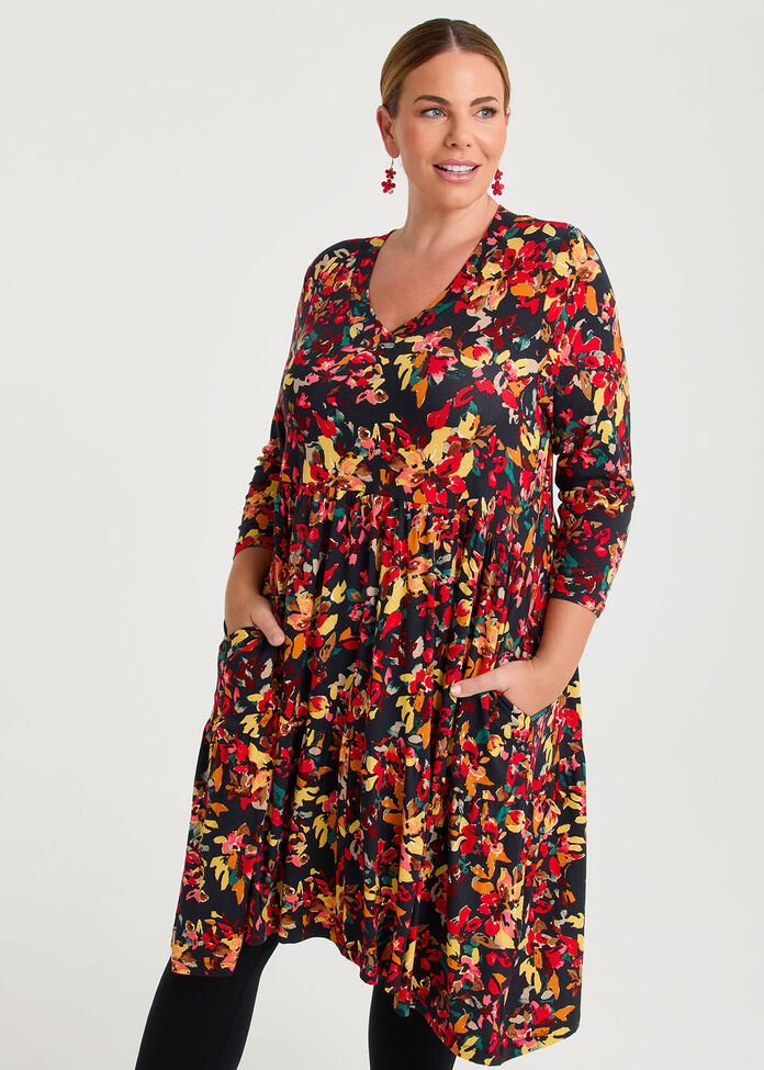 Pearl Printed Tier Dress, , hi-res