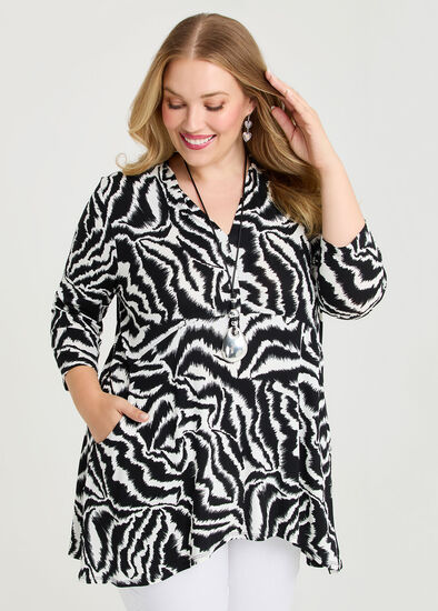 Plus Size Zebra Natural Empire Tunic