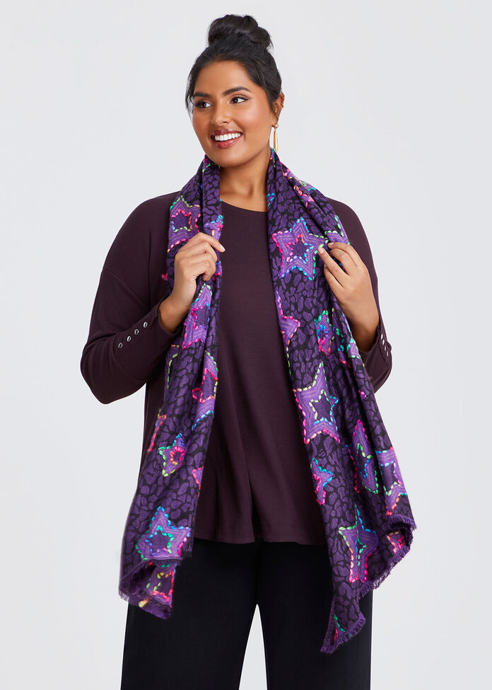 Star Embroidered Scarf, , hi-res