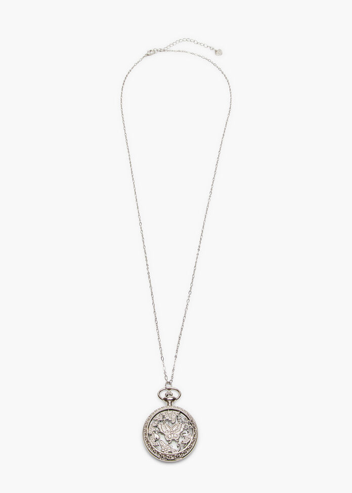 Butterfly Watch Locket Necklace, , hi-res