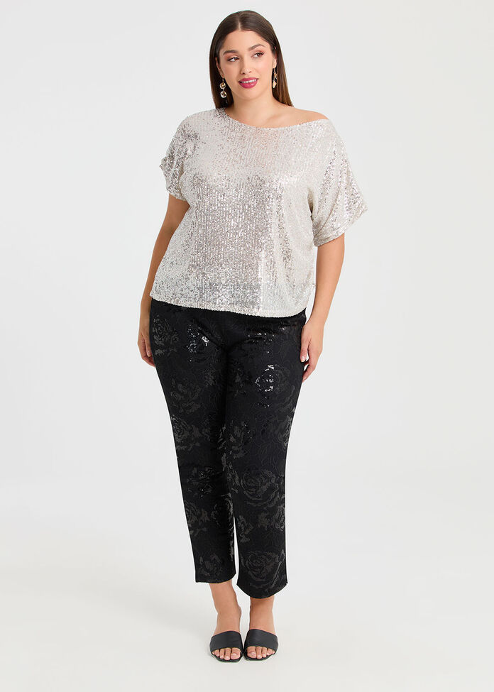 One Shoulder Sequin Party Top, , hi-res
