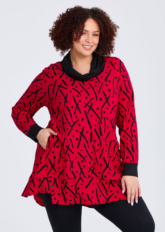 Natural Abstract Spot Tunic, , hi-res