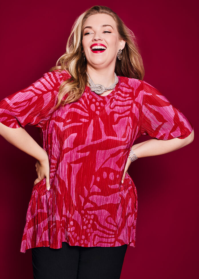 Palm Plisse Swing Tunic, , hi-res
