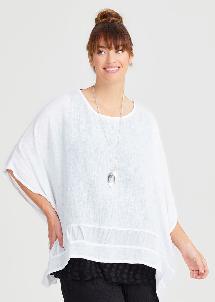 Shop Plus Size Linen Blend Sardinia Overtop in White Sizes 1230