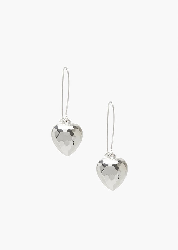 Faceted Heart Earrings, , hi-res
