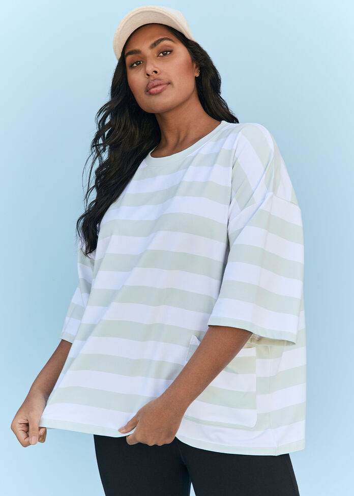 Cotton Stripe Pocket Sweatshirt, , hi-res