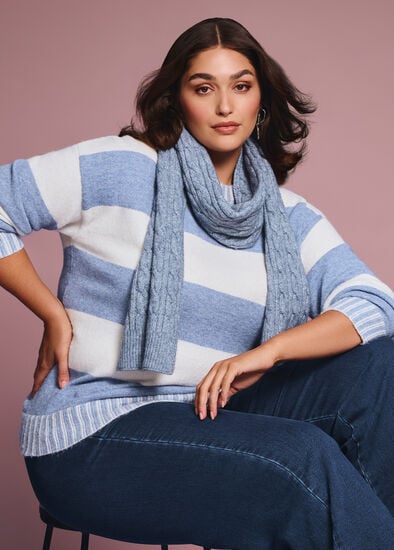 Plus Size Block Stripe Crew Neck Jumper