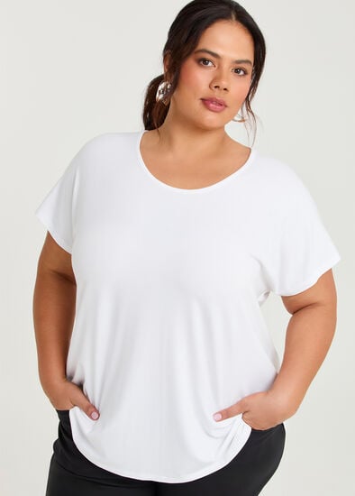 Plus Size Natural Round Neck Everyday T-shirt
