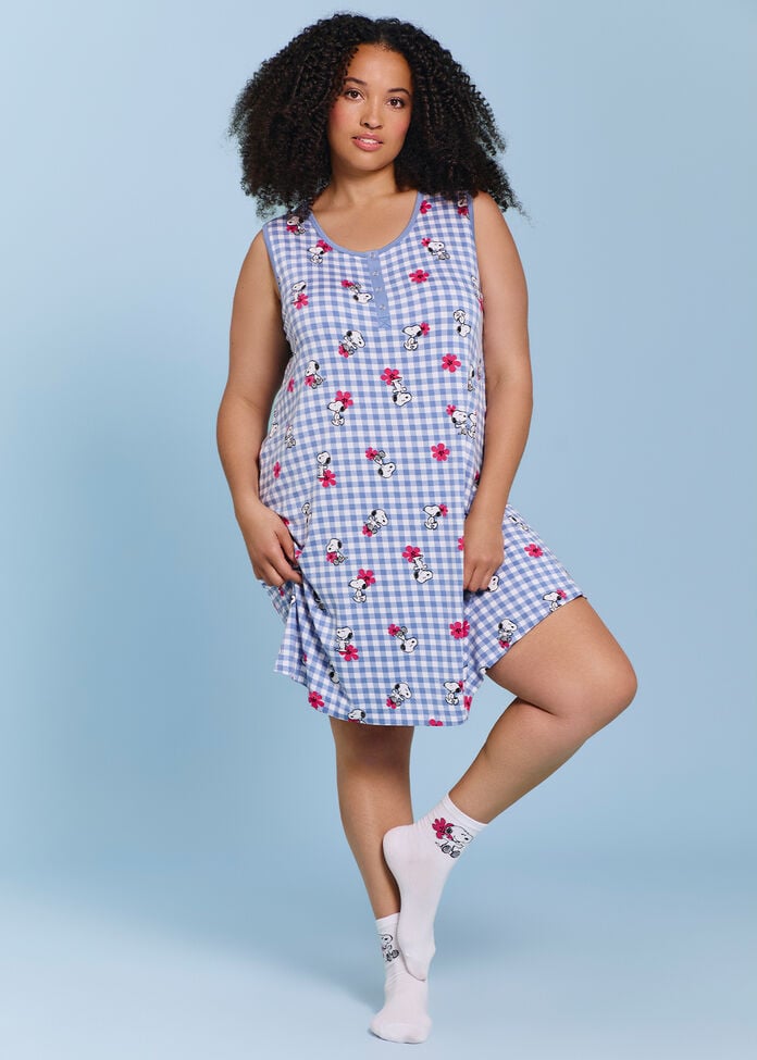 Snoopy Gingham Nightie, , hi-res