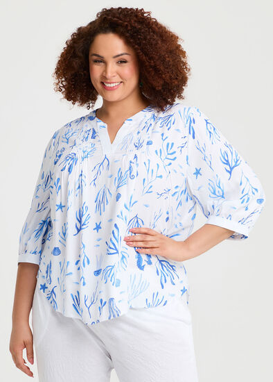 Plus Size Natural Coastal Top