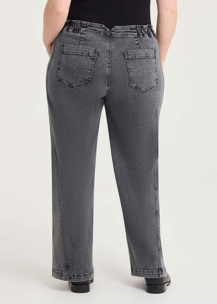 Curved Seam Wide Leg Jean, GREY, hi-res