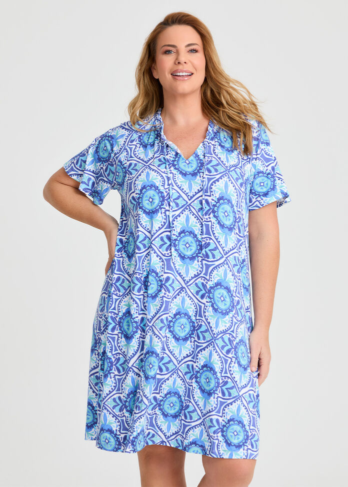 Bamboo Tiles Print Nightie, , hi-res