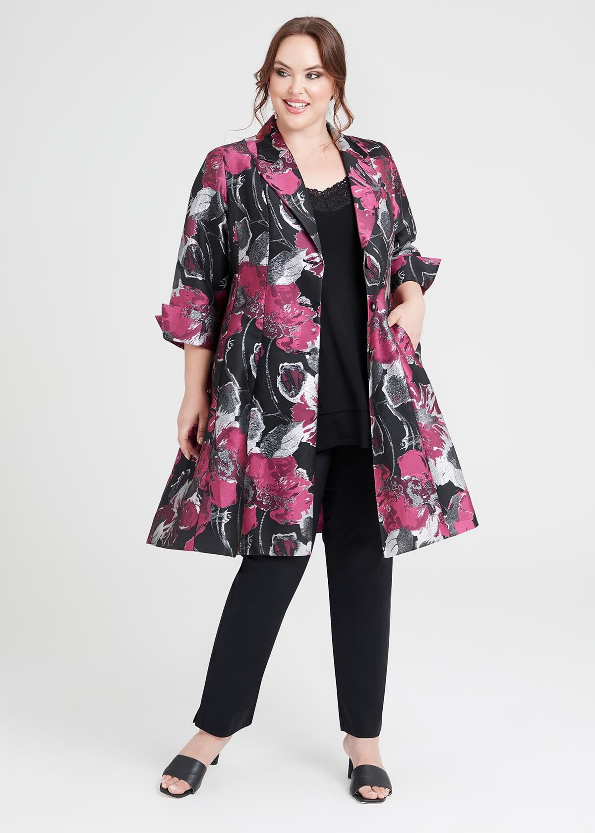 Dahlia Floral Swing Coat