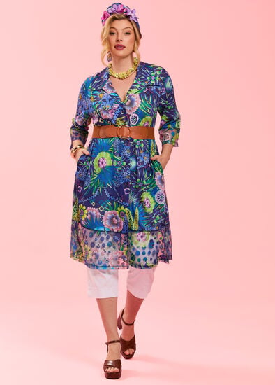 Plus Size Catalina Jaguar Mesh Trim Duster