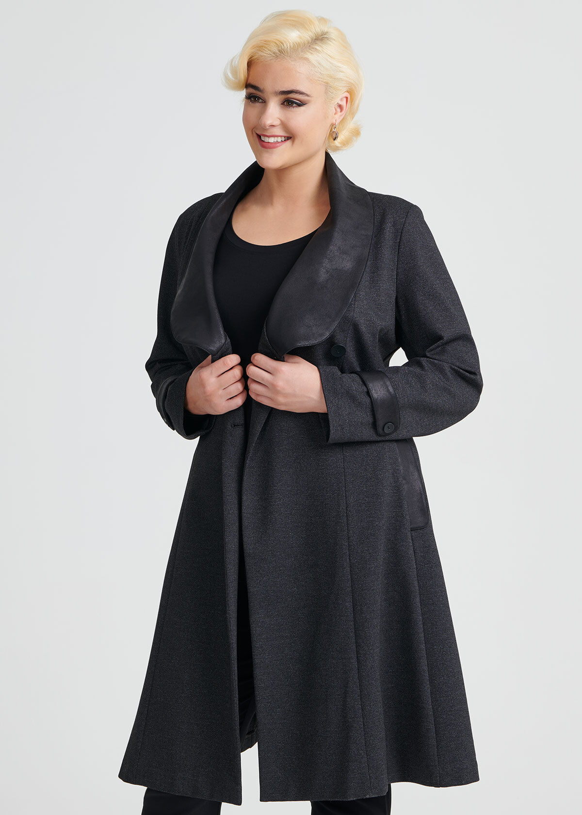 Plus size herringbone coat sales