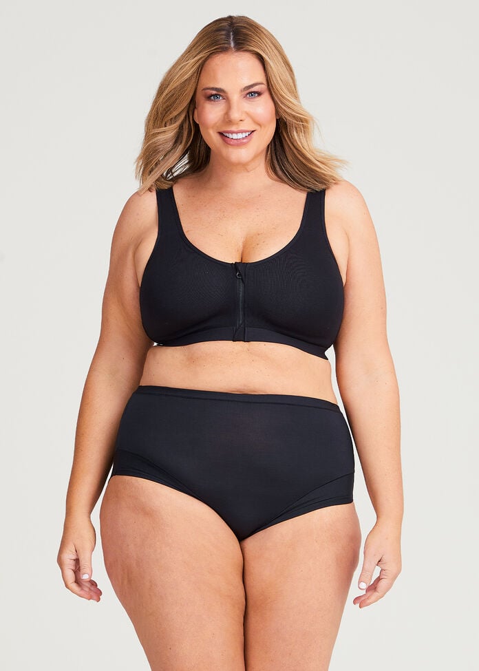Cotton Front Opening Zip Bra, , hi-res