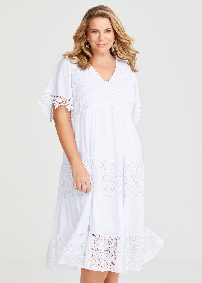 Shop Plus Size Natural Dreamy Tiered Dress in White | Taking Shape AU