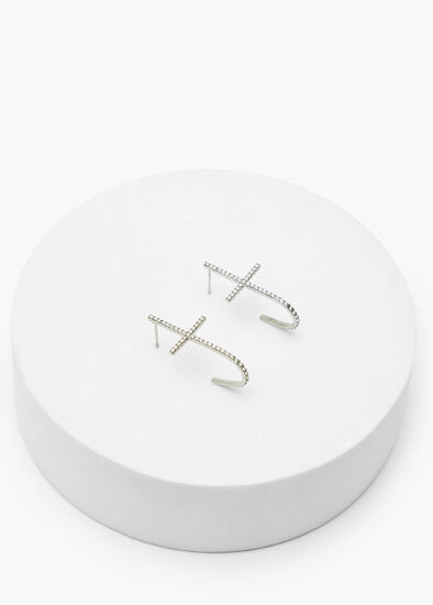 Diamante Cross Hoop Earrings