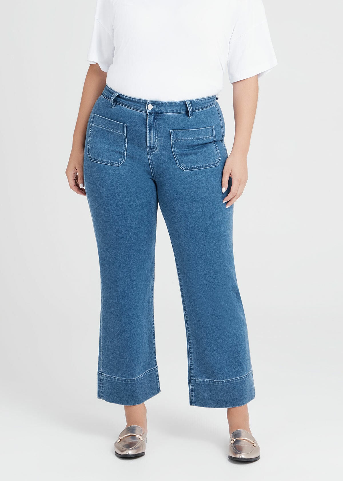 Shop Wide Leg Jean in Blue in sizes 12 