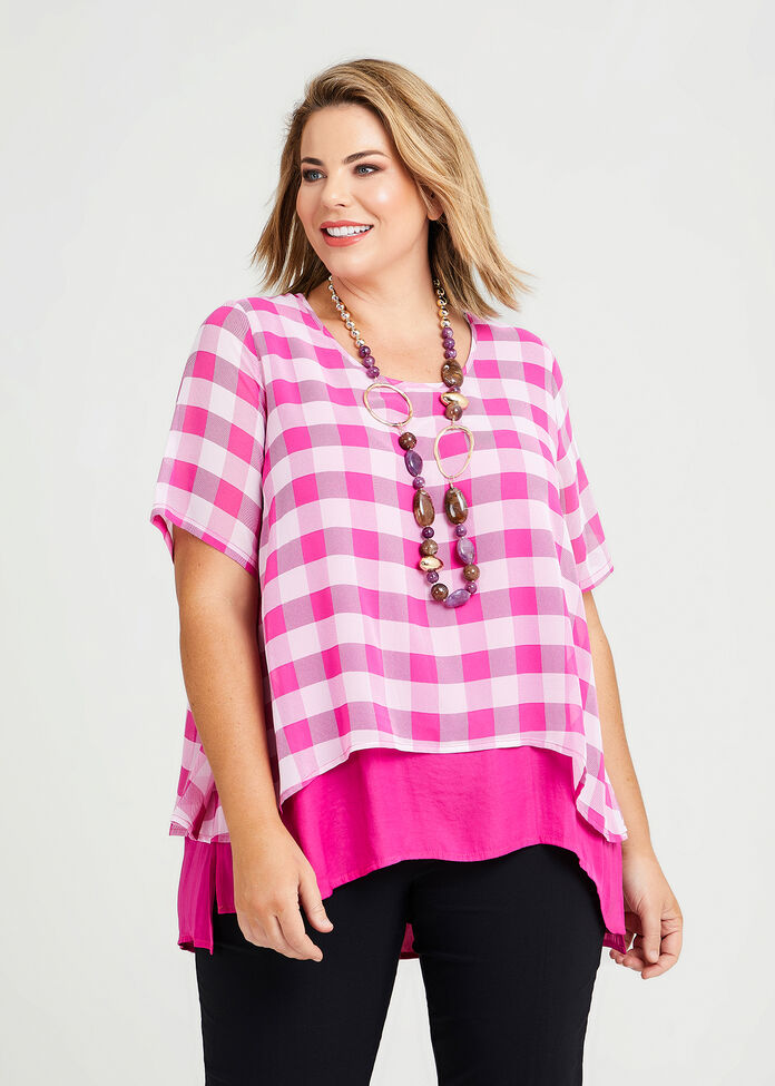 Shop Plus Size Check Overlay Luxe Top in Black | Taking Shape AU
