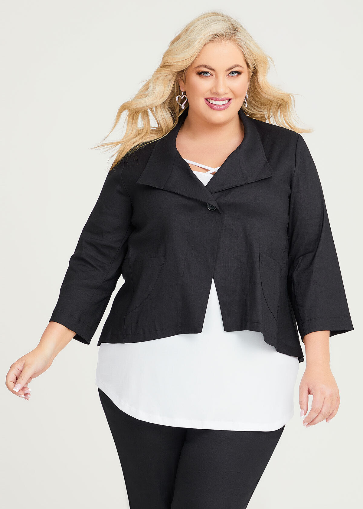 Linen jacket sales womens plus size