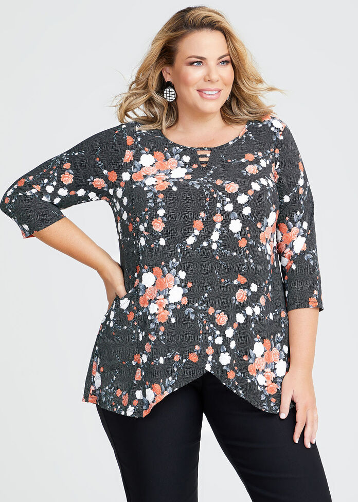 Shop Plus Size Taylor Spot Floral Print Top in Black | Taking Shape AU