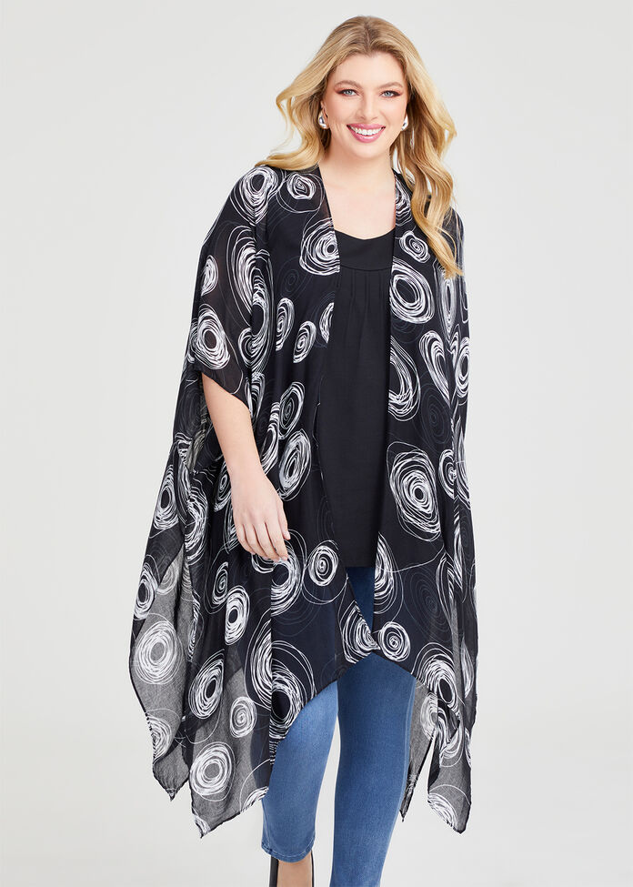 Circle Shapes Cape Kimono, , hi-res