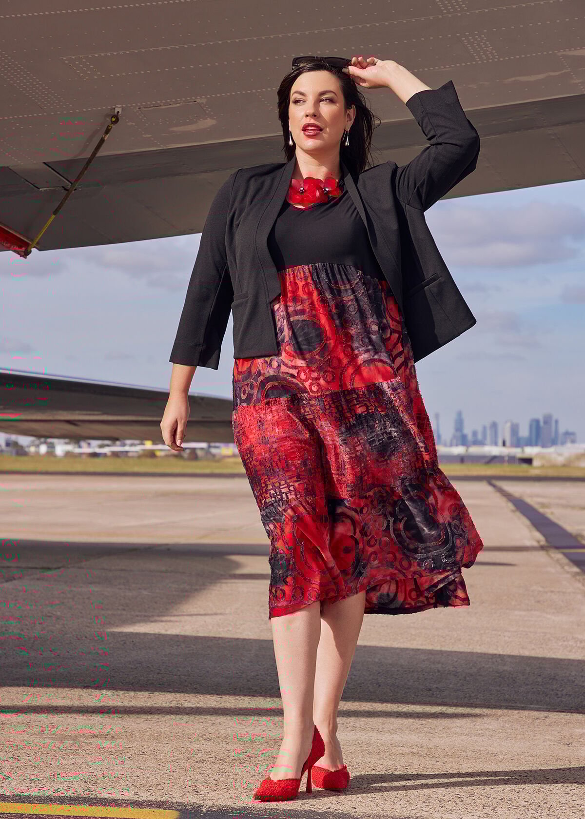 Shop Plus Size Burnout Tier Maxi Dress in Black Taking Shape AU