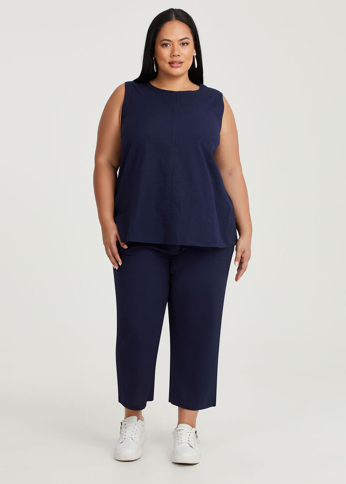 Cotton Linen Sleeveless Top, , hi-res