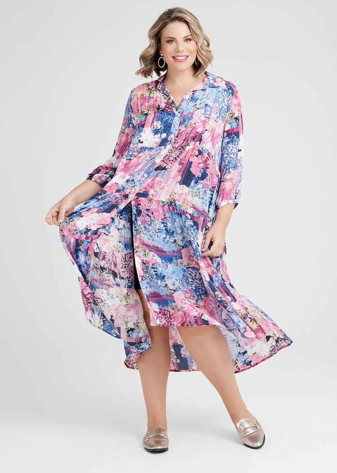 Shop Plus Size Natural Mykonos Shirt Dress in Print | Taking Shape AU