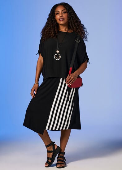 Plus Size Natural Kaia Stripe Skirt