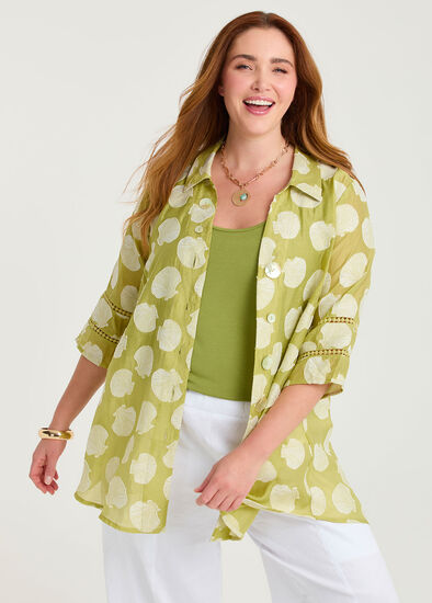 Plus Size Shell Jacquard Natural Shirt