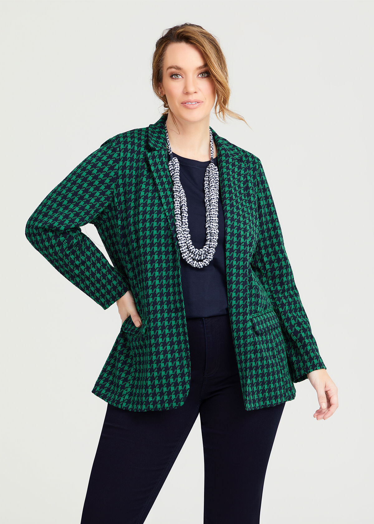 Green knit 2025 blazer