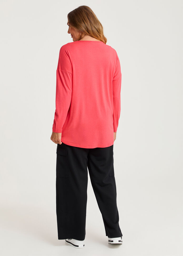 Australian Wool Modal V-neck Top, , hi-res