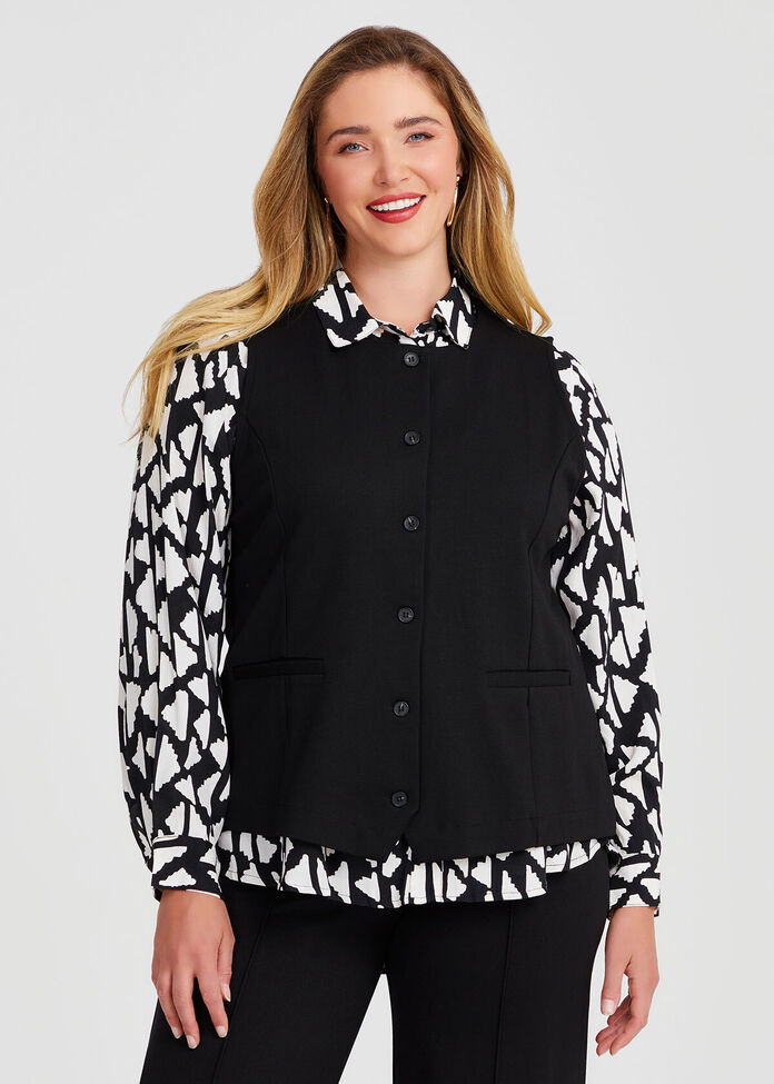 Ponte Fitted Vest, , hi-res