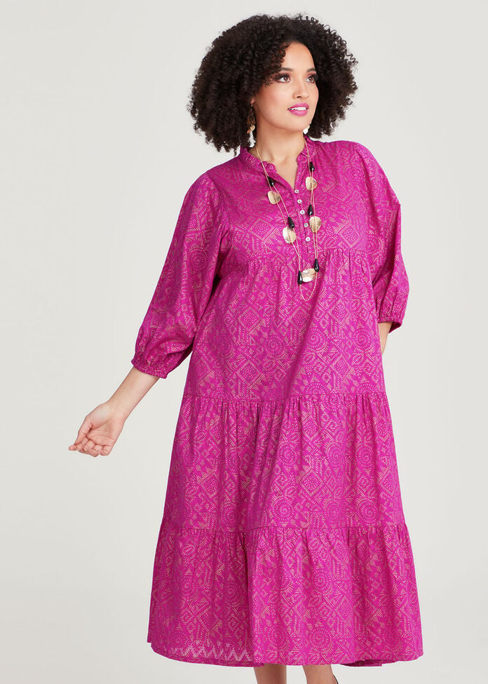 Shop Plus Size Cotton Gilded Dress in Multi | Taking Shape AU