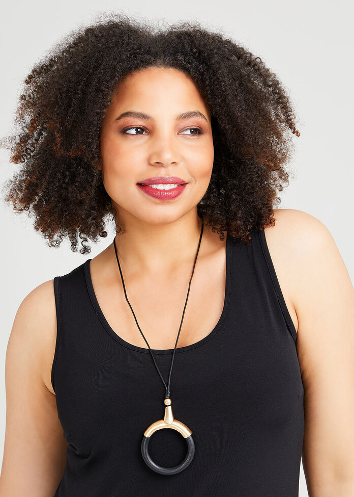 Black & Gold Hoop Necklace, , hi-res
