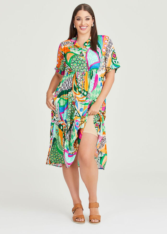 Shop Plus Size Retro Natural Tier Dress in Multi | Taking Shape AU