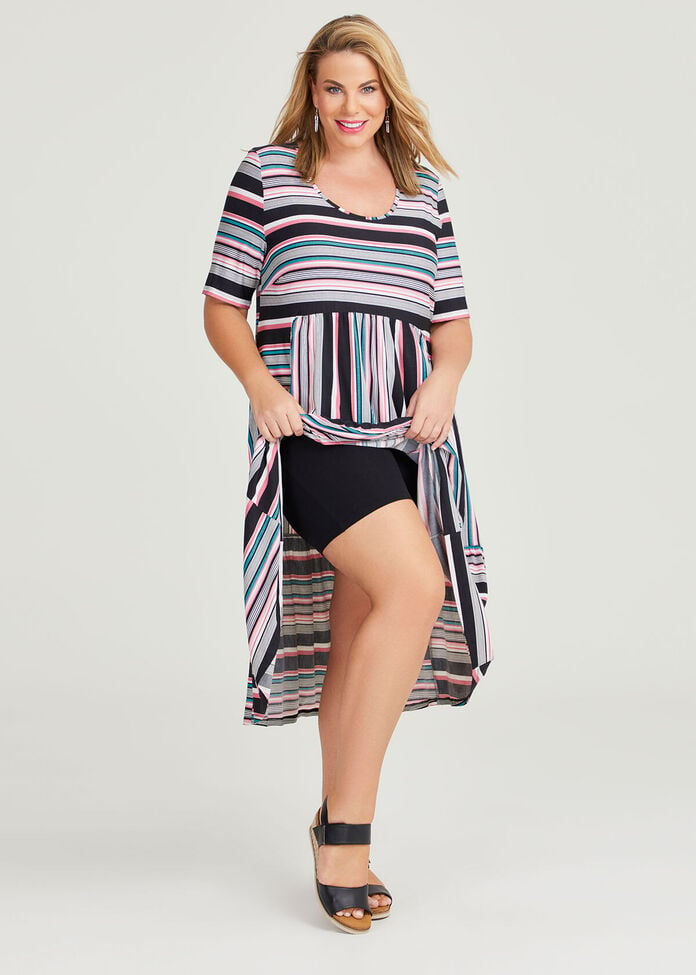 Stripe Tiered Dress, , hi-res