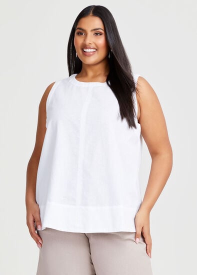 Plus Size Cotton Linen Sleeveless Top