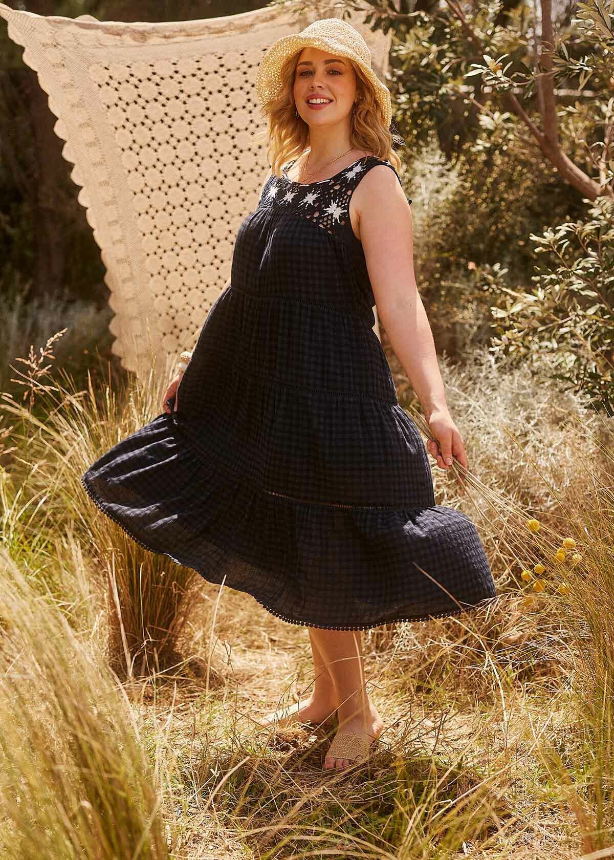 Dress with new arrivals crochet trim