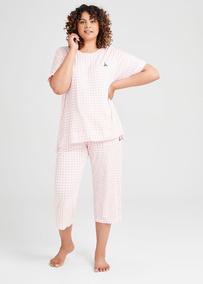 Bamboo Gingham Pyjama Top, , hi-res