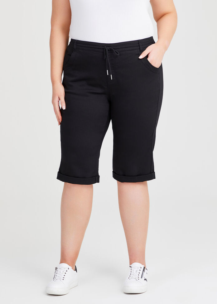 Relaxed Denim Jogger Short, , hi-res