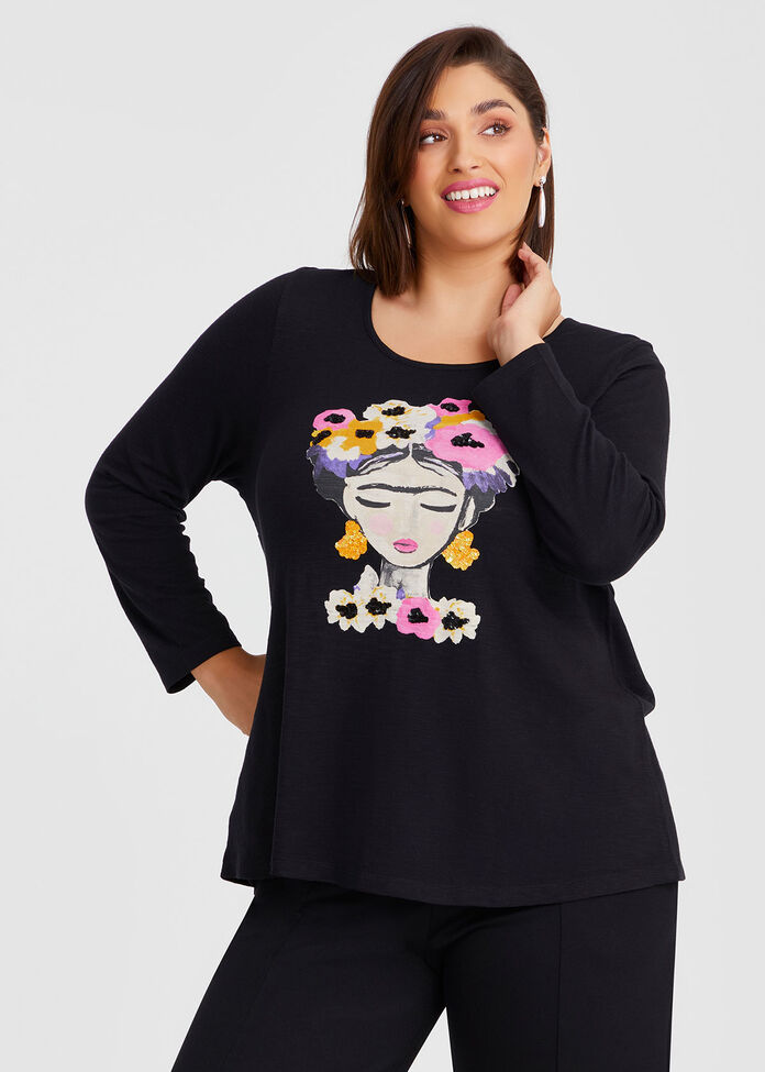 Cotton Jessie Print Top, , hi-res